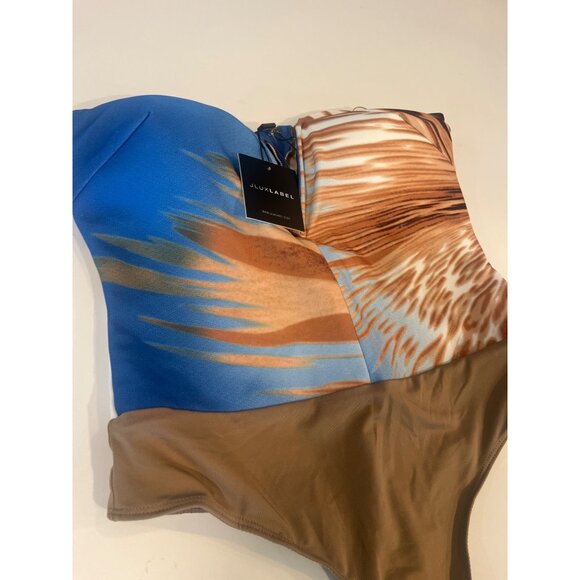 JLux Label Tropical One-Piece Swimsuit With Plunge Neckline NWT - Picture 5 of 9